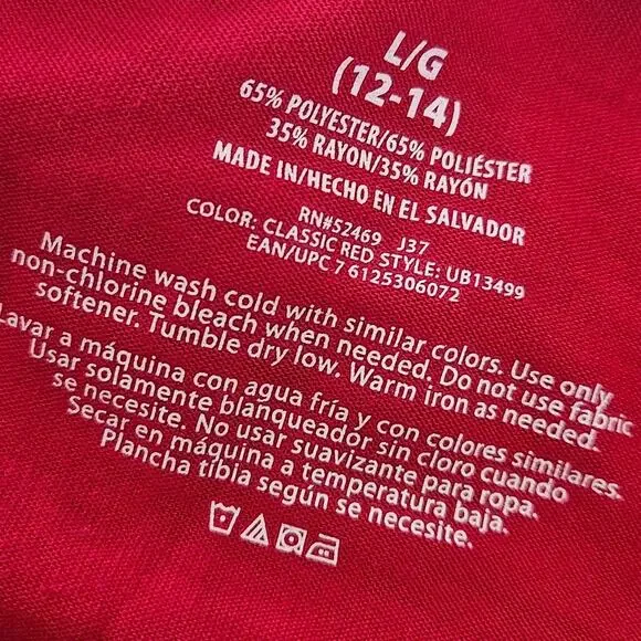 Red Rushed Side Tee Size Large - Picture 3 of 3